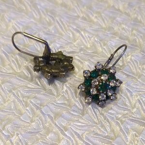 Elegant Green and Silver Crystal Earrings